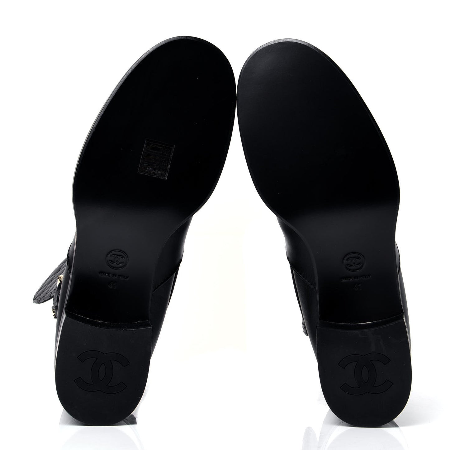 Calfskin Quilted CC Boots 41 Black
