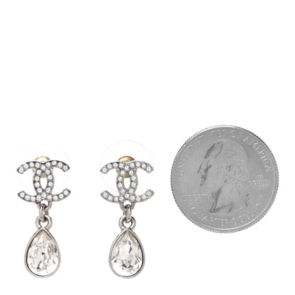 Chanel Crystal CC Teardrop Earrings Silver 2 of 5