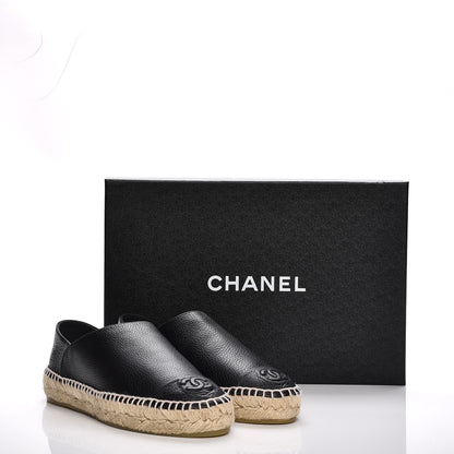 Chanel Grained Calfskin CC Espadrilles 35 Black 9 of 9