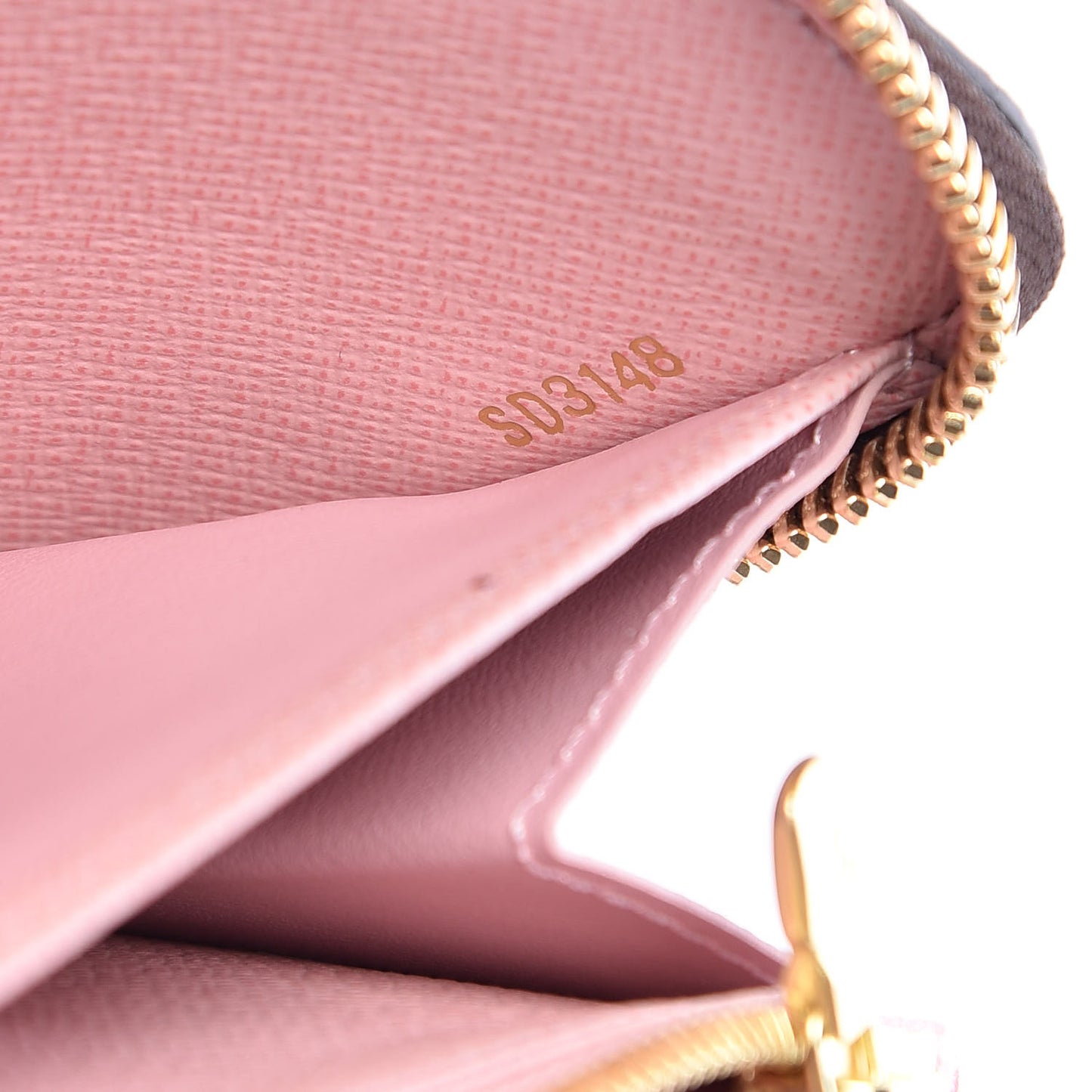 Damier Ebene Zippy Wallet Rose Ballerine