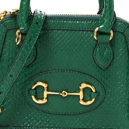 Gucci Shiny Snakeskin Mini Horsebit 1955 Top Handle Bag Emerald 8 of 10