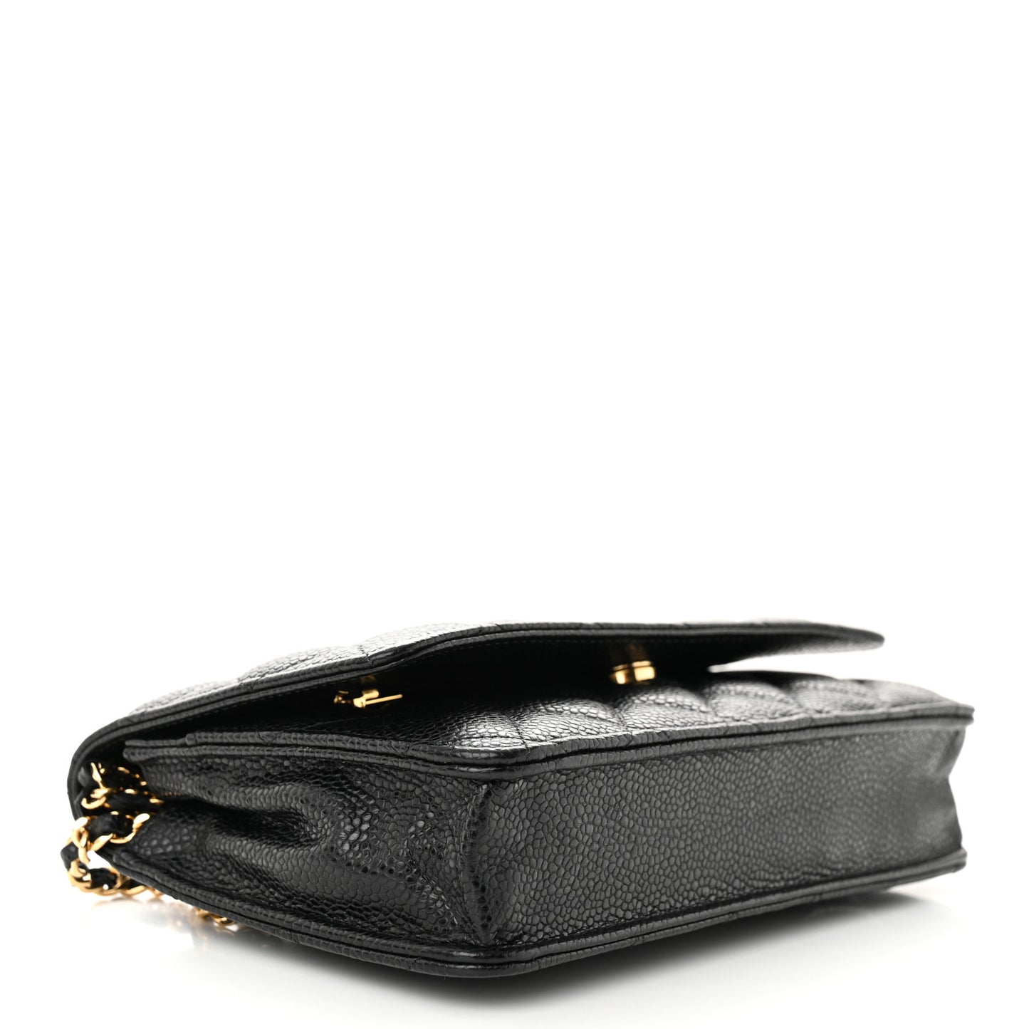 Caviar Quilted Wallet on Chain WOC Black
