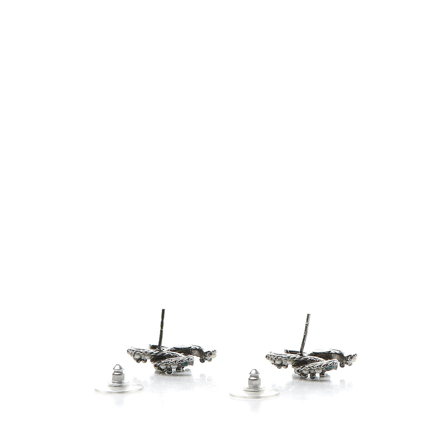 Pearl Resin Bead CC Earrings Silver Marine