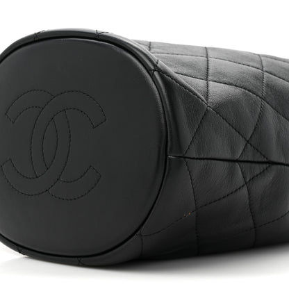 Chanel Shiny Lambskin Quilted Chain Is More Drawstring Bag Black 9 of 11