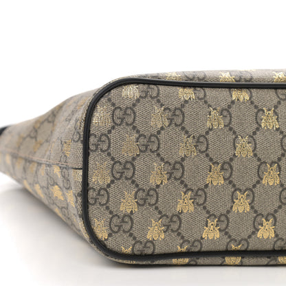 Gucci Soft GG Supreme Monogram Bees Small Crossbody Tote Beige Oro Black 8 of 9