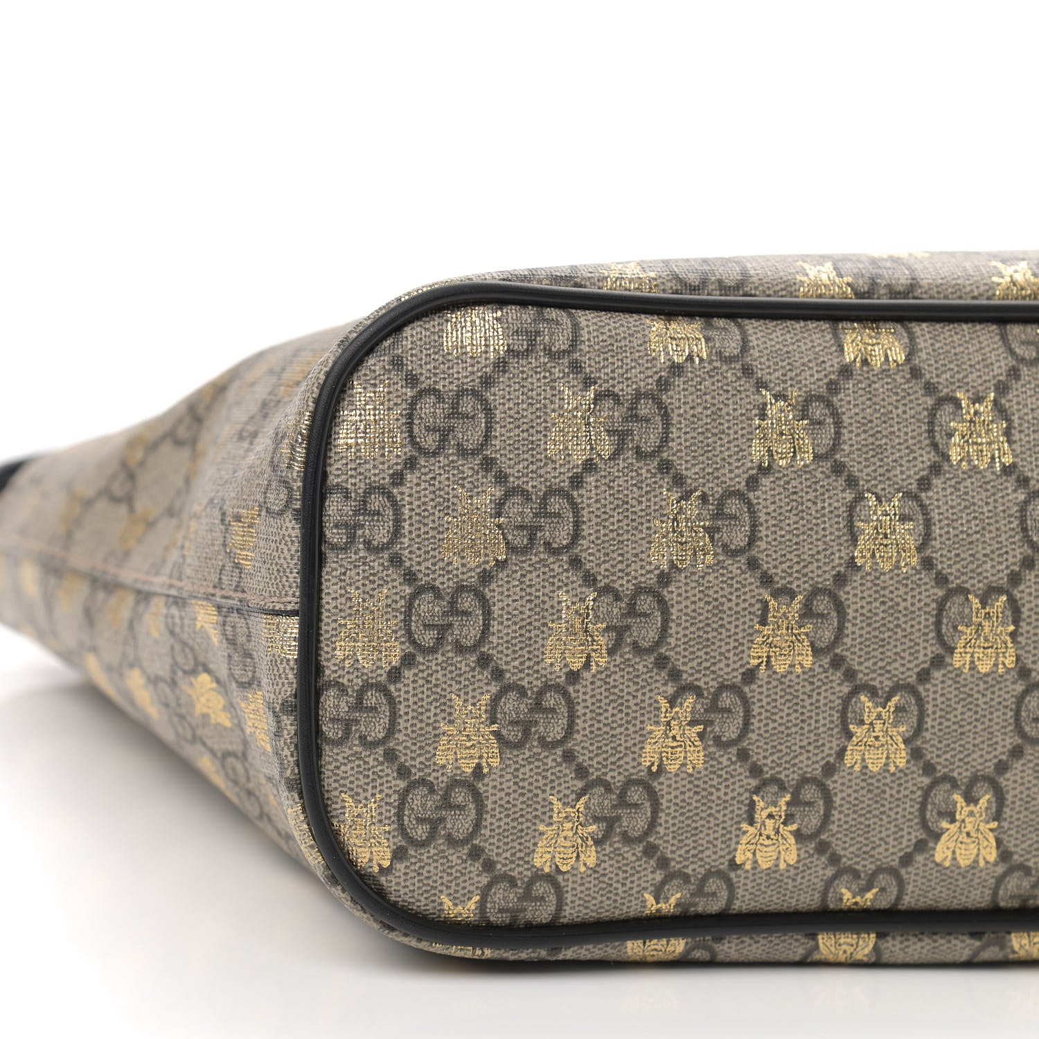 Gucci Soft GG Supreme Monogram Bees Small Crossbody Tote Beige Oro Black 8 of 9