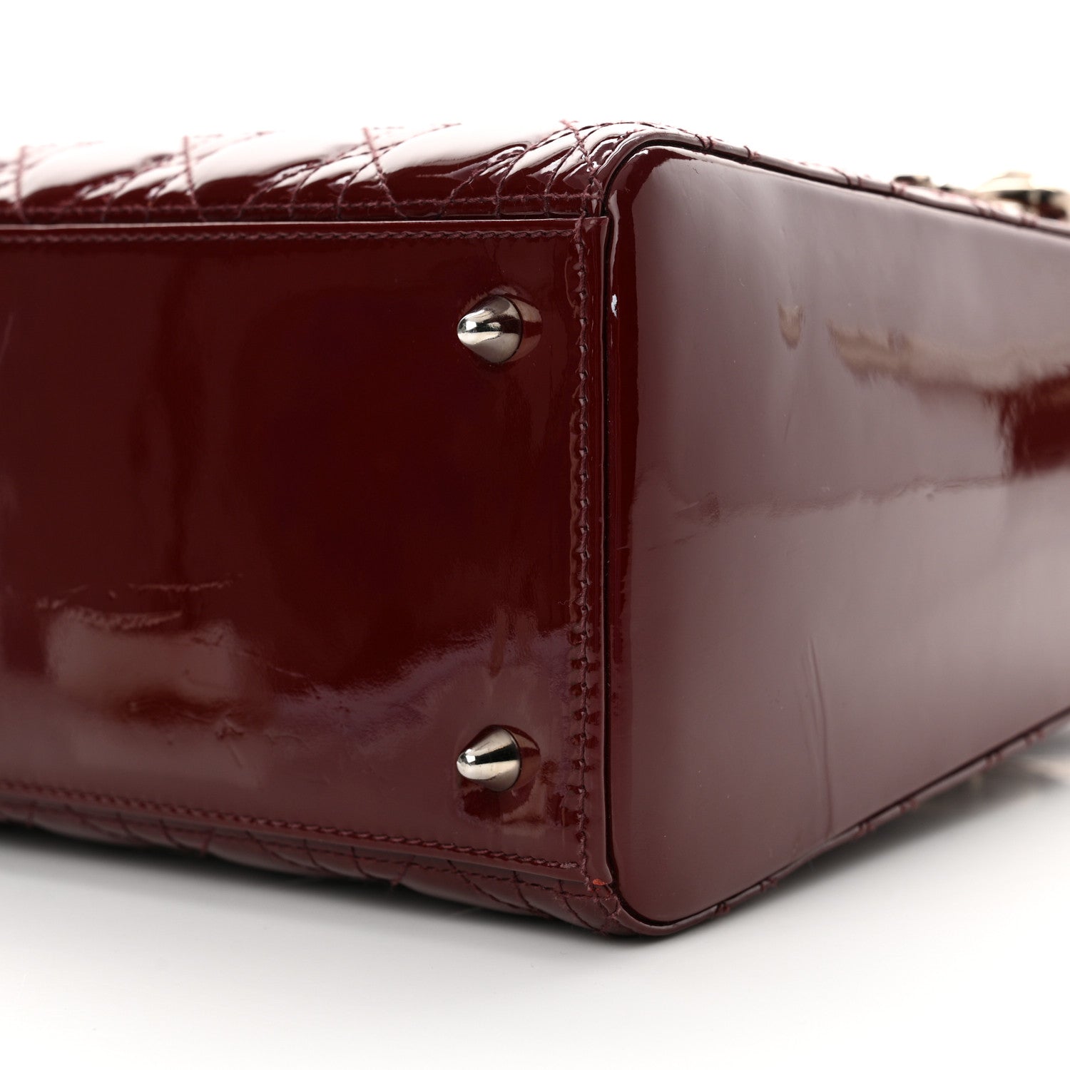 Christian Dior Patent Cannage Medium Lady Dior Burgundy Red 10 of 12