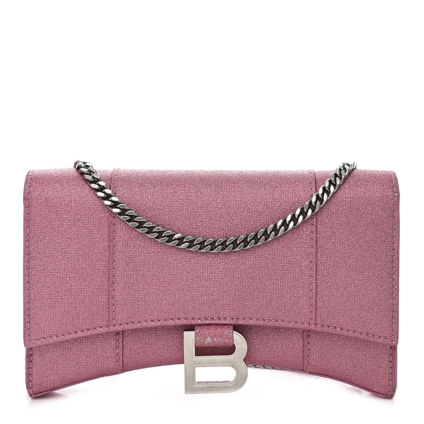 Sparkling Fabric XS Hourglass Wallet On Chain Sweet Pink