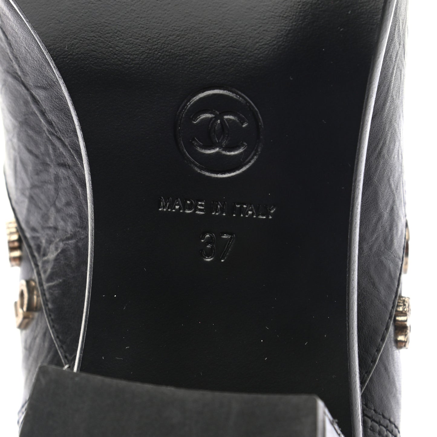 Tumbled Calfskin Short Boots 37 Black