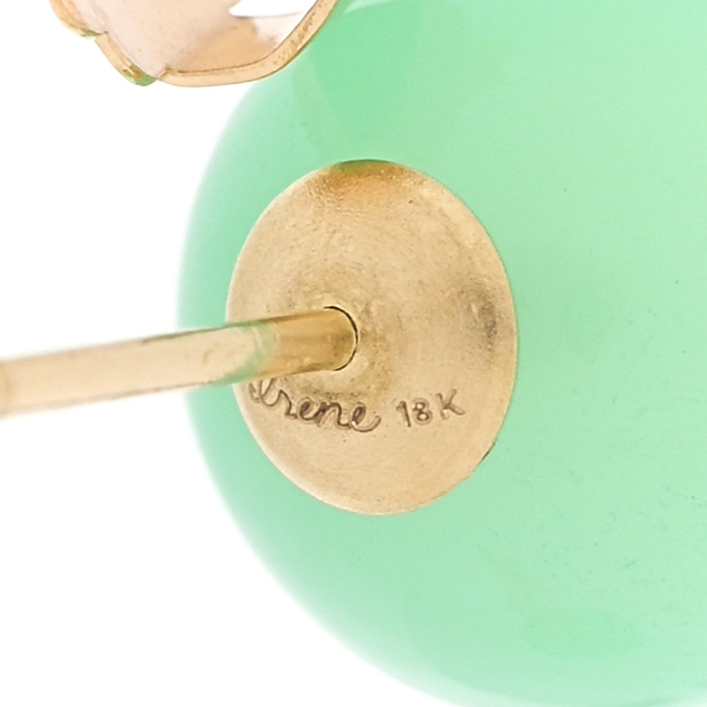 18K Yellow Gold Chrysoprase Large Gumball Stud Earrings
