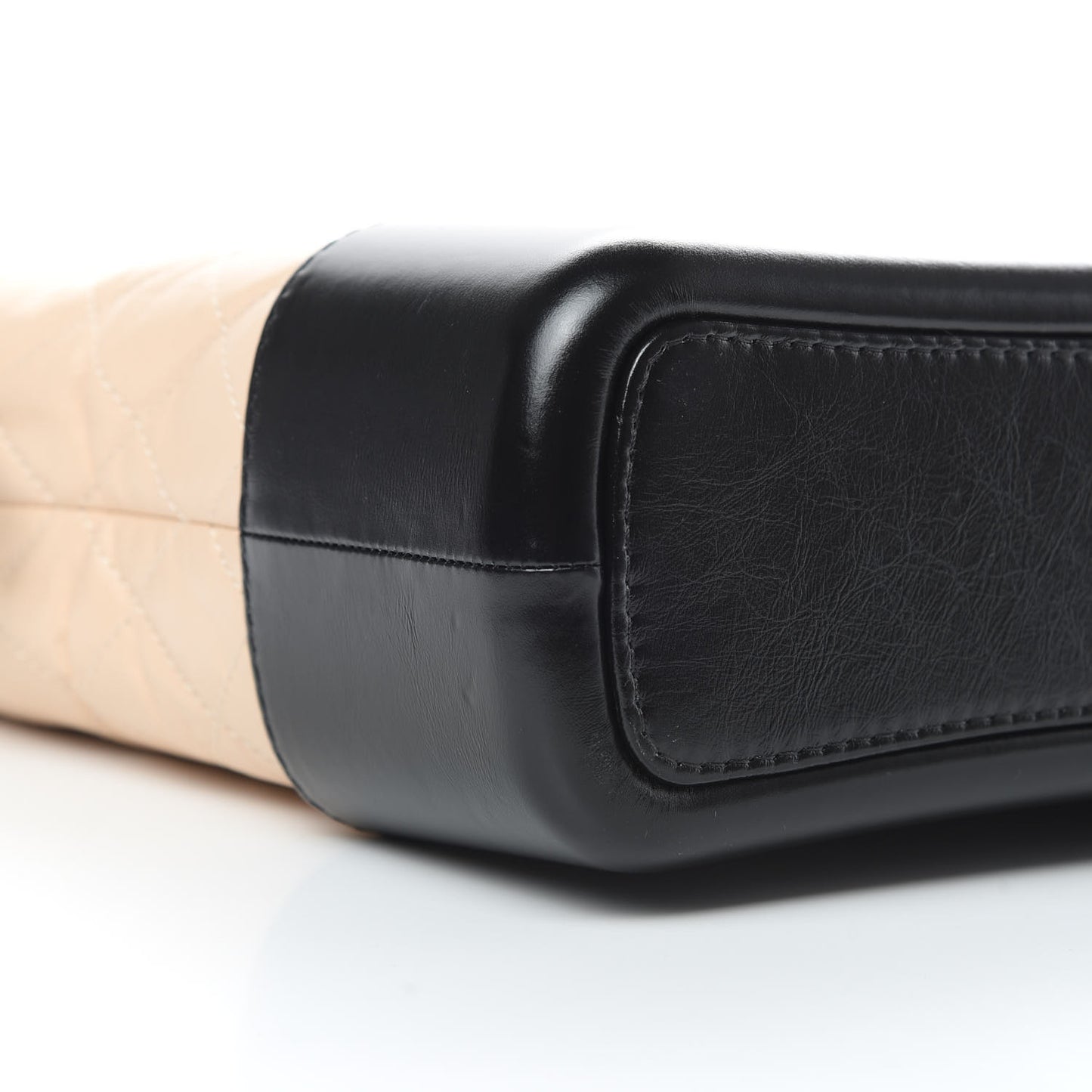 Aged Calfskin Quilted Medium Gabrielle Hobo Beige Black