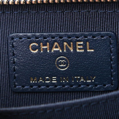 Chanel Caviar Quilted Zip Coin Purse Wallet Dark Blue 6 of 7