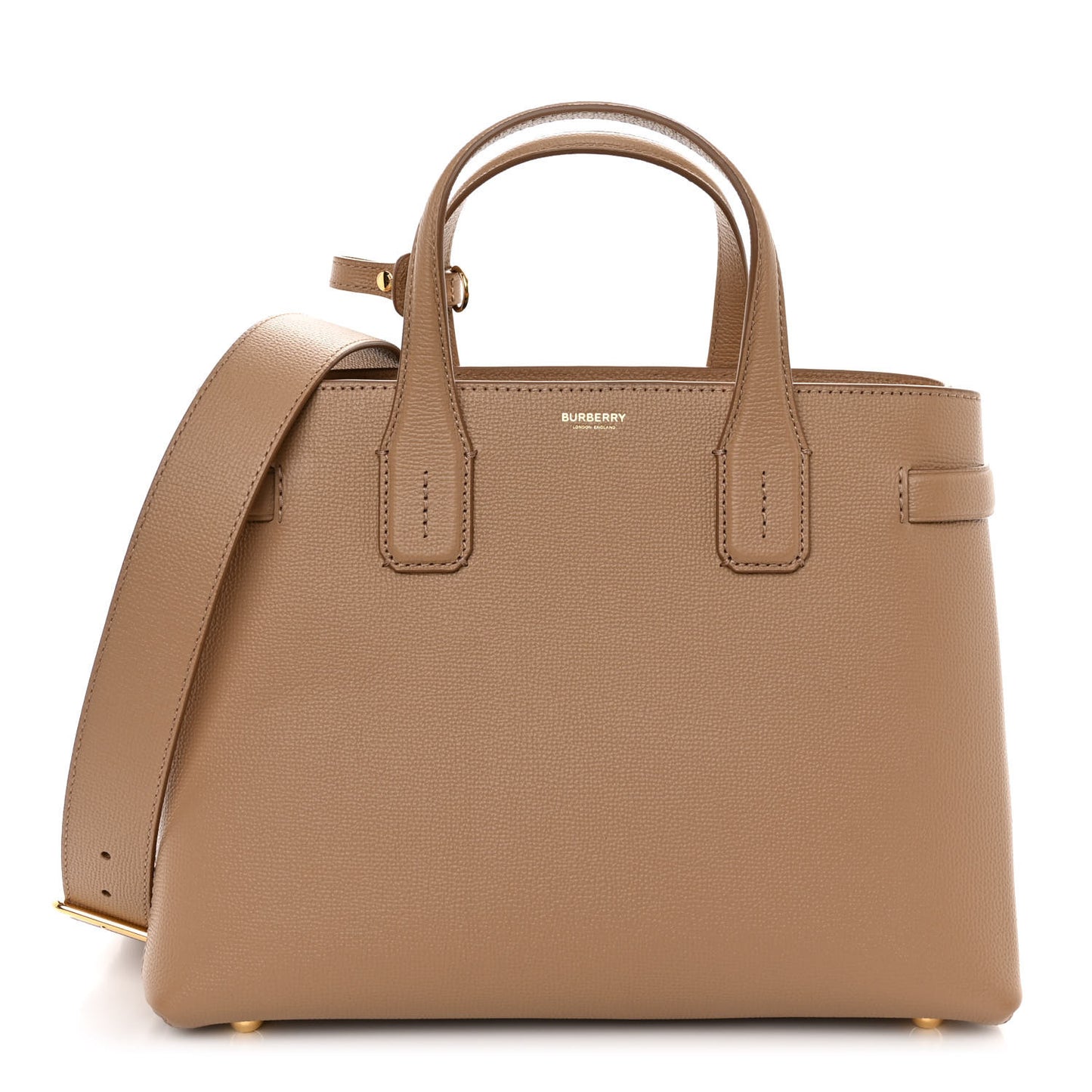 Derby Calfskin House Check Medium Banner Tote Camel