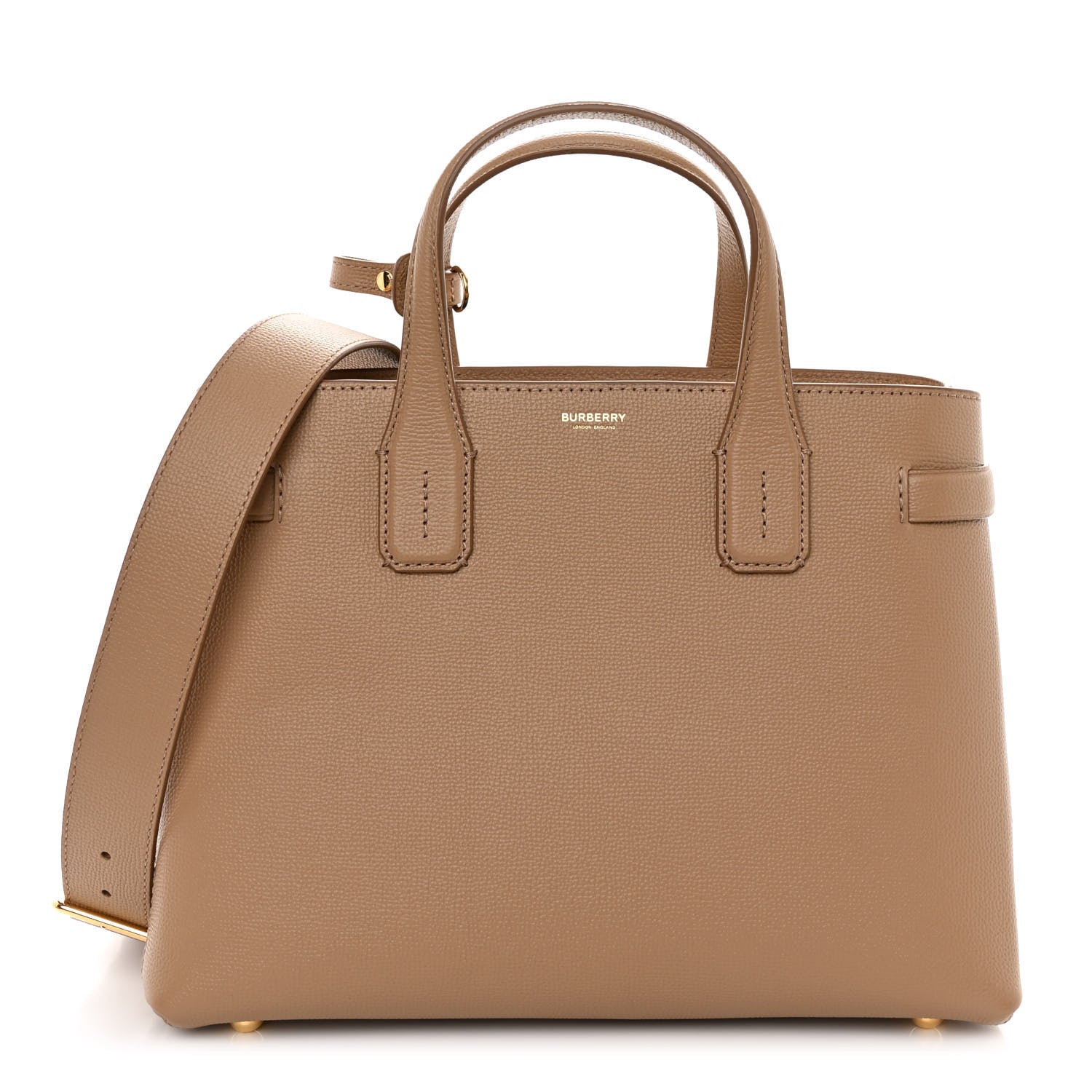 Burberry Derby Calfskin House Check Medium Banner Tote Camel 1 of 9