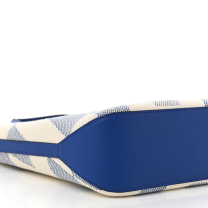 Hermes Swift H Canvas Cabas H En Biais 27 Bleu Royal Ecru 9 of 11