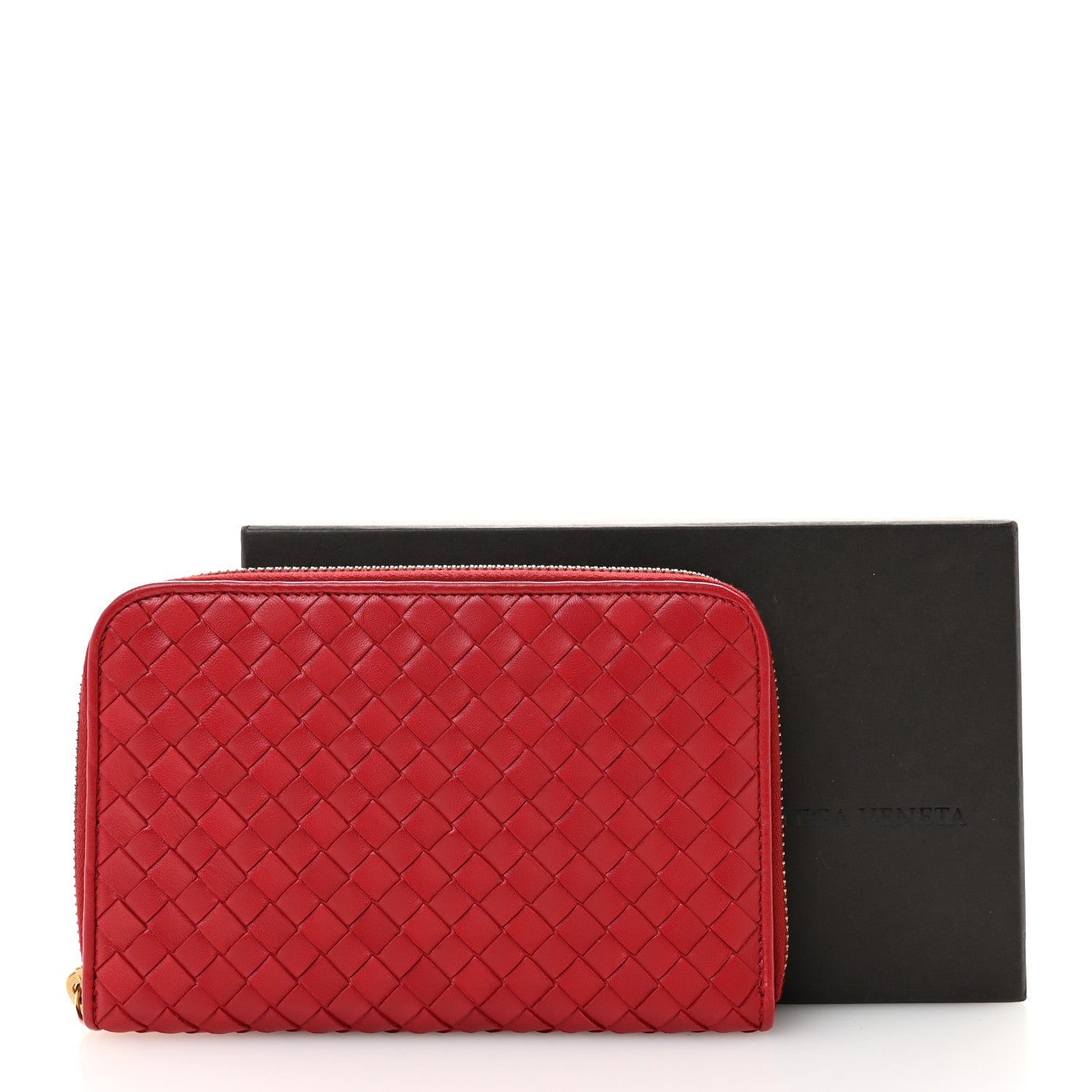 Bottega Veneta Nappa Intrecciato Zip Around Wallet Red 10 of 10