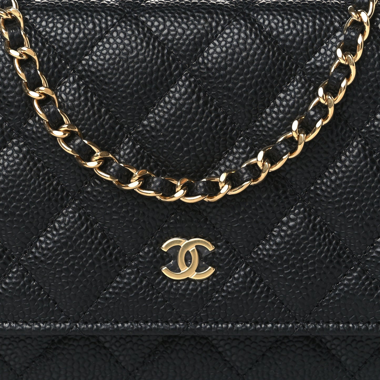 Caviar Quilted Wallet On Chain WOC Black