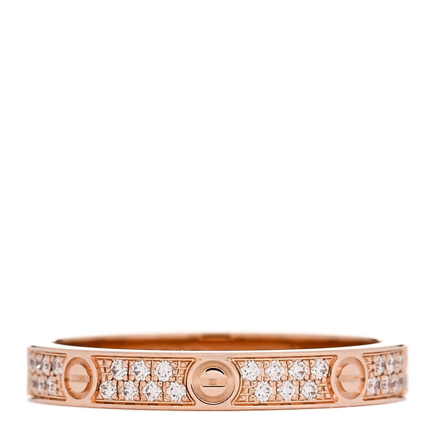 18K Pink Gold Diamond 2.6mm LOVE Paved Band Ring 47 4