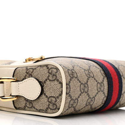 Gucci GG Supreme Monogram Textured Calfskin Web Mini Ophidia Shoulder Bag Beige Ebony Mystic White 9 of 13