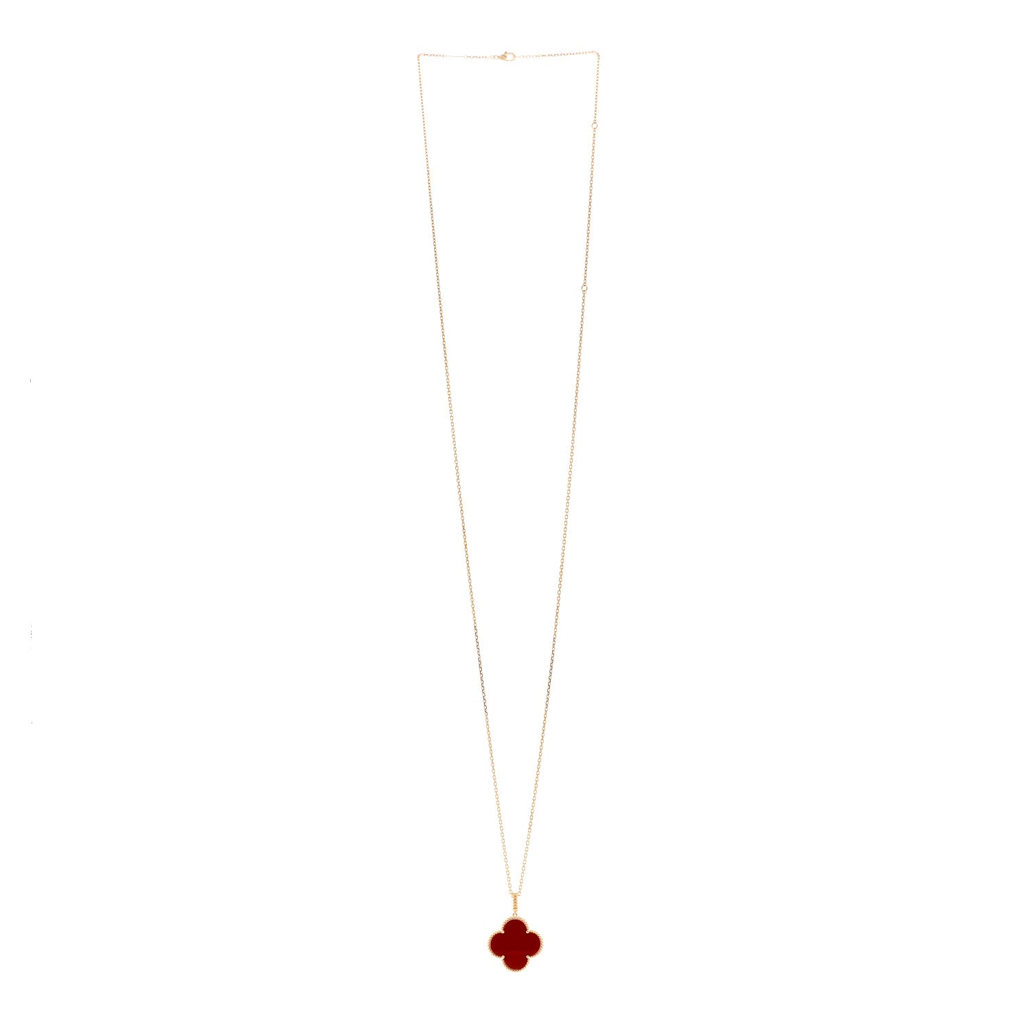 Van Cleef & Arpels 18K Yellow Gold Carnelian Magic Alhambra Long Necklace 3 of 6