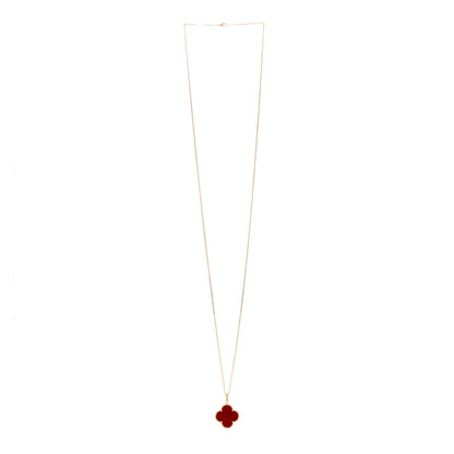 Van Cleef & Arpels 18K Yellow Gold Carnelian Magic Alhambra Long Necklace 3 of 6