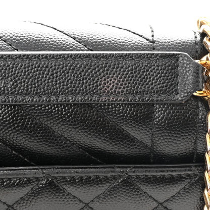 Saint Laurent Grain De Poudre Textured Mixed Matelasse Triquilt Medium Monogram Satchel Black 14 of 14