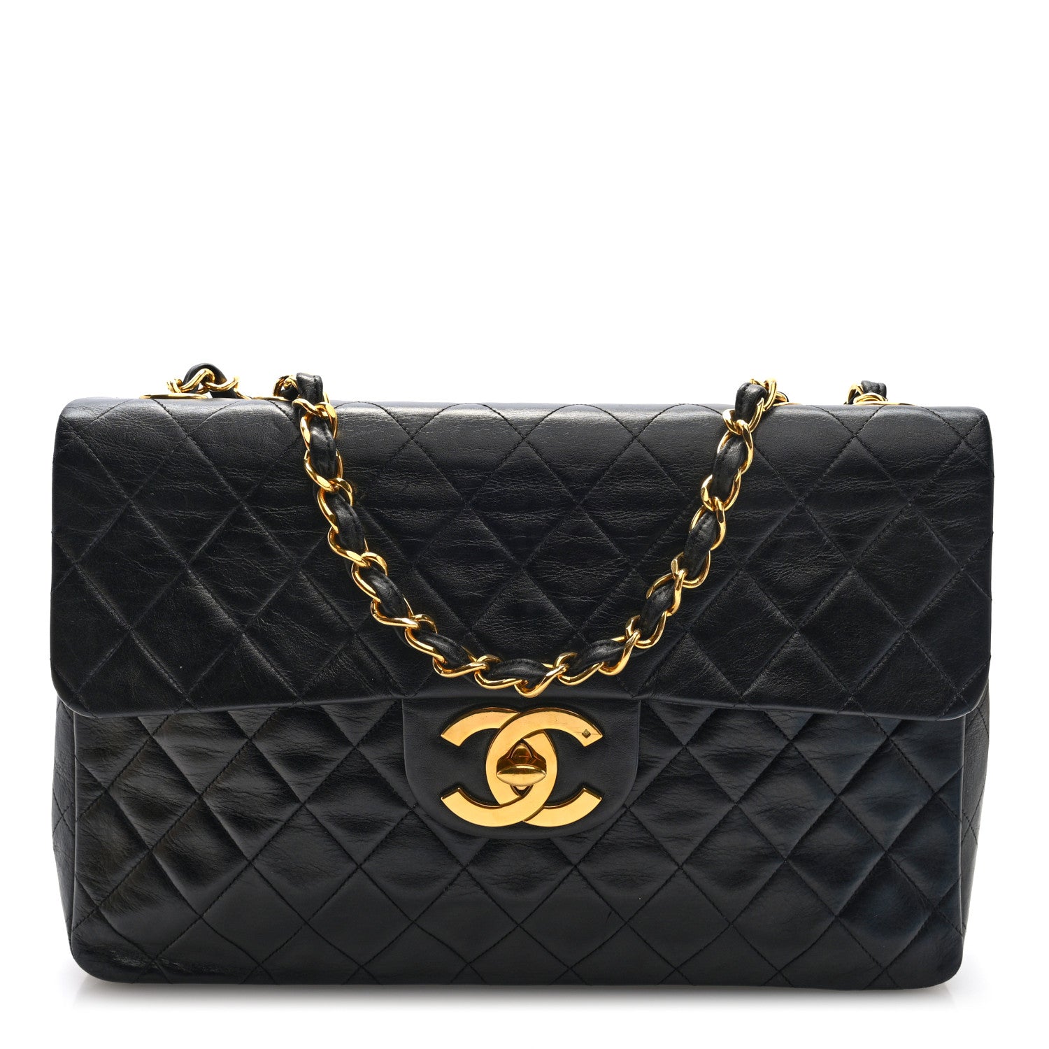 Chanel Lambskin Quilted XL Jumbo Single Flap Black 1 of 10