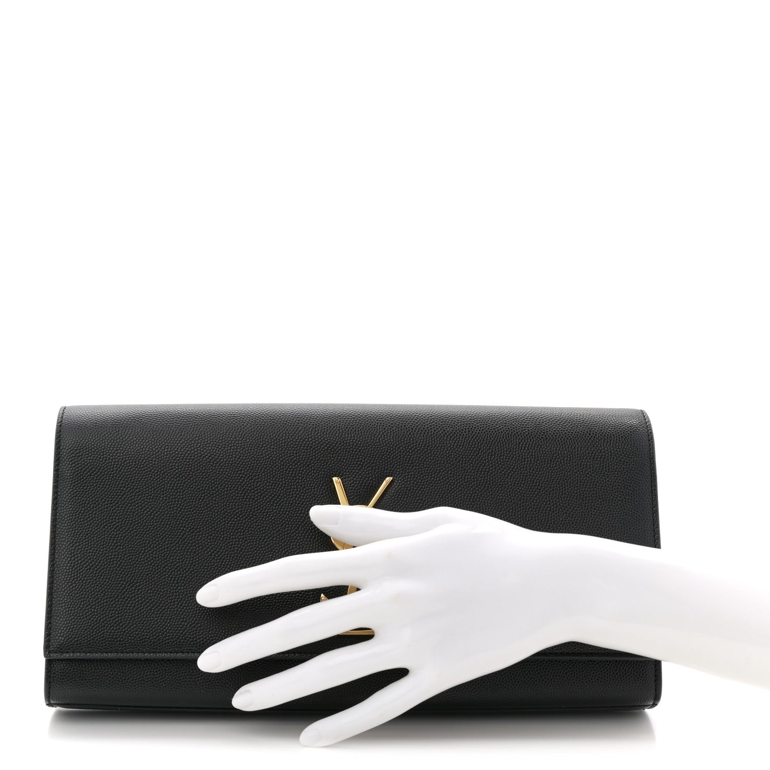 Saint Laurent Grain De Poudre Monogram Cassandre Clutch Black 2 of 7