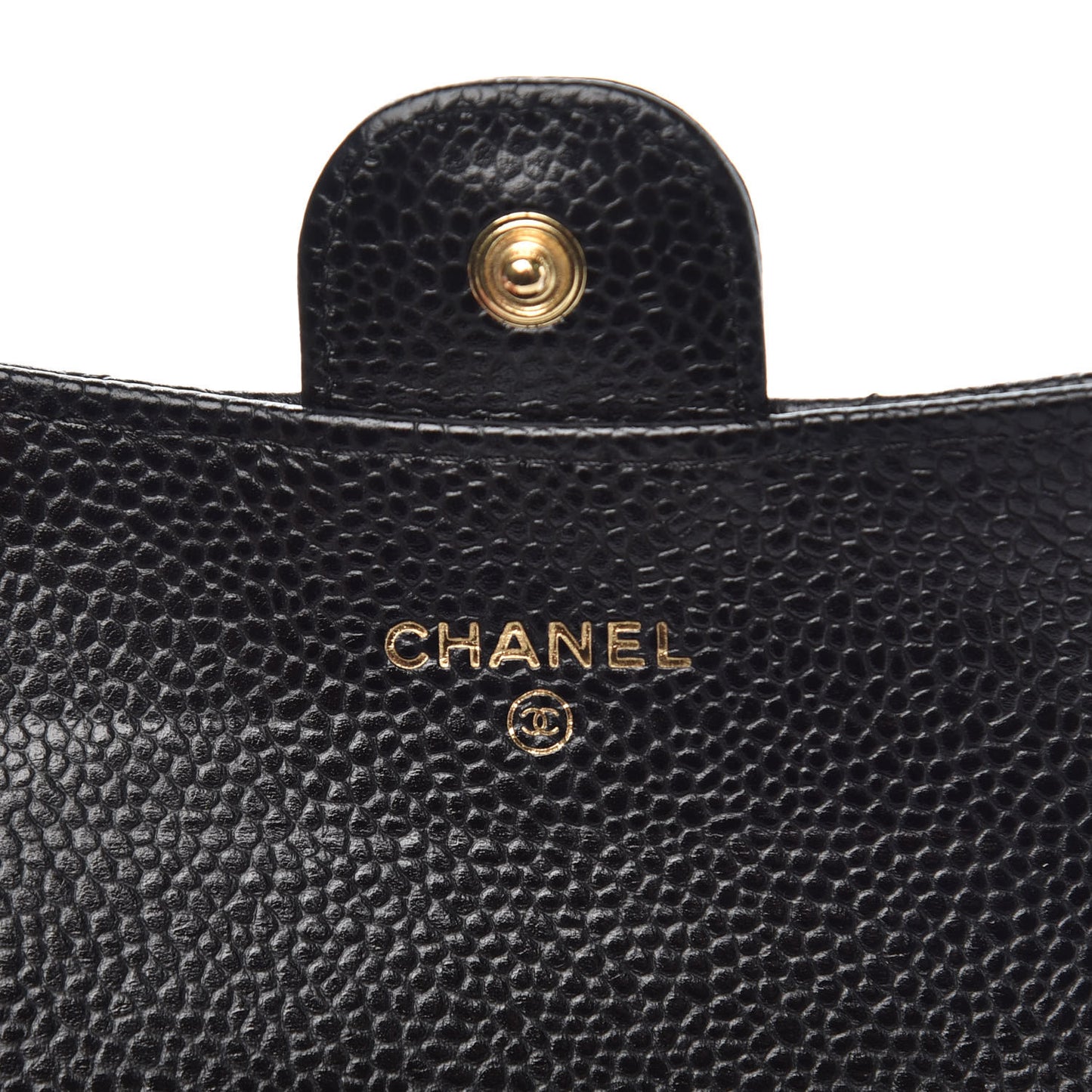 Caviar Quilted Flap Card Holder Black