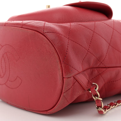 Chanel Sheepskin Caviar Quilted Daily Round Backpack Red 10 of 13
