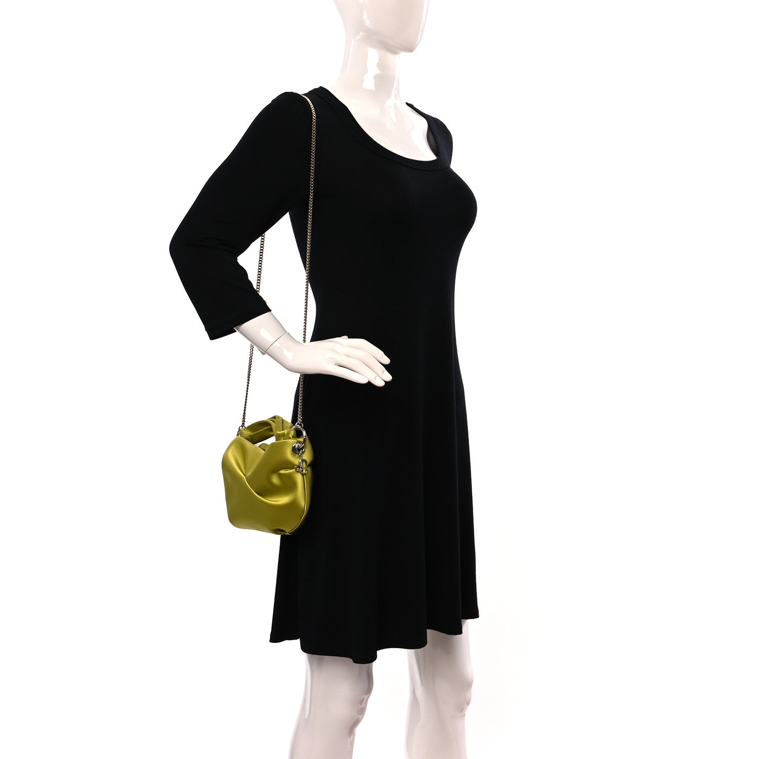 Jimmy Choo Satin Bonny Shoulder Bag Lime 2 of 8