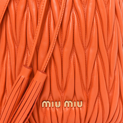 Miu Miu Nappa Matelasse Small Bucket Bag Papaya 8 of 10