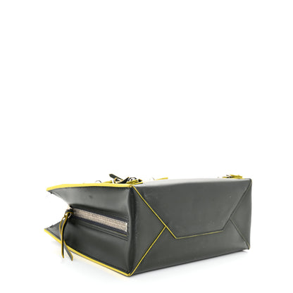 Balenciaga Rubberized Calfskin Papier Mini A4 Zip Around Tote Green Yellow 4 of 10