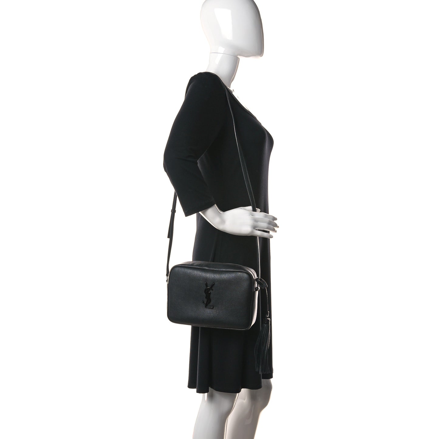 Grained Lambskin Monogram Lou Camera Bag Black