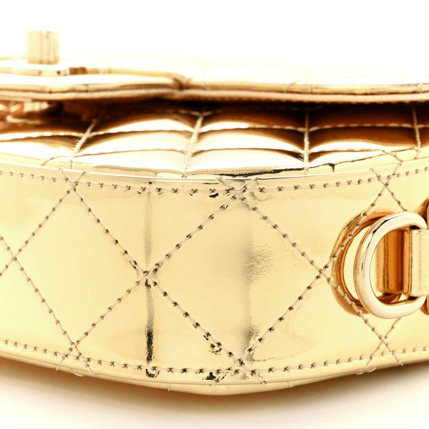 Mirror Calfskin Metallic Calfskin Quilted Hollywood Boulevard Mini Flap With Star Coin Purse Gold