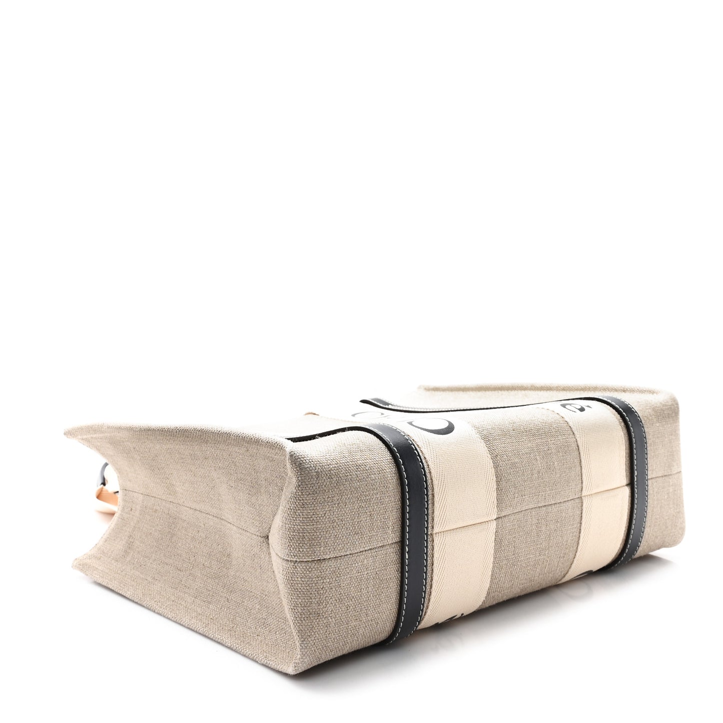 Cotton Calfskin Medium Woody Ribbon Tote White Blue