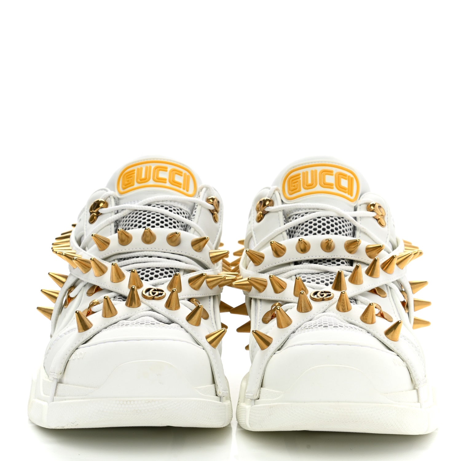 Gucci X SEGA Technical Canvas Calfskin Removable Studs Mens Flashtrek Sneakers 11 Great White 2 of 8