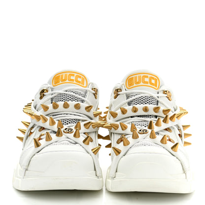 Gucci X SEGA Technical Canvas Calfskin Removable Studs Mens Flashtrek Sneakers 11 Great White 2 of 8