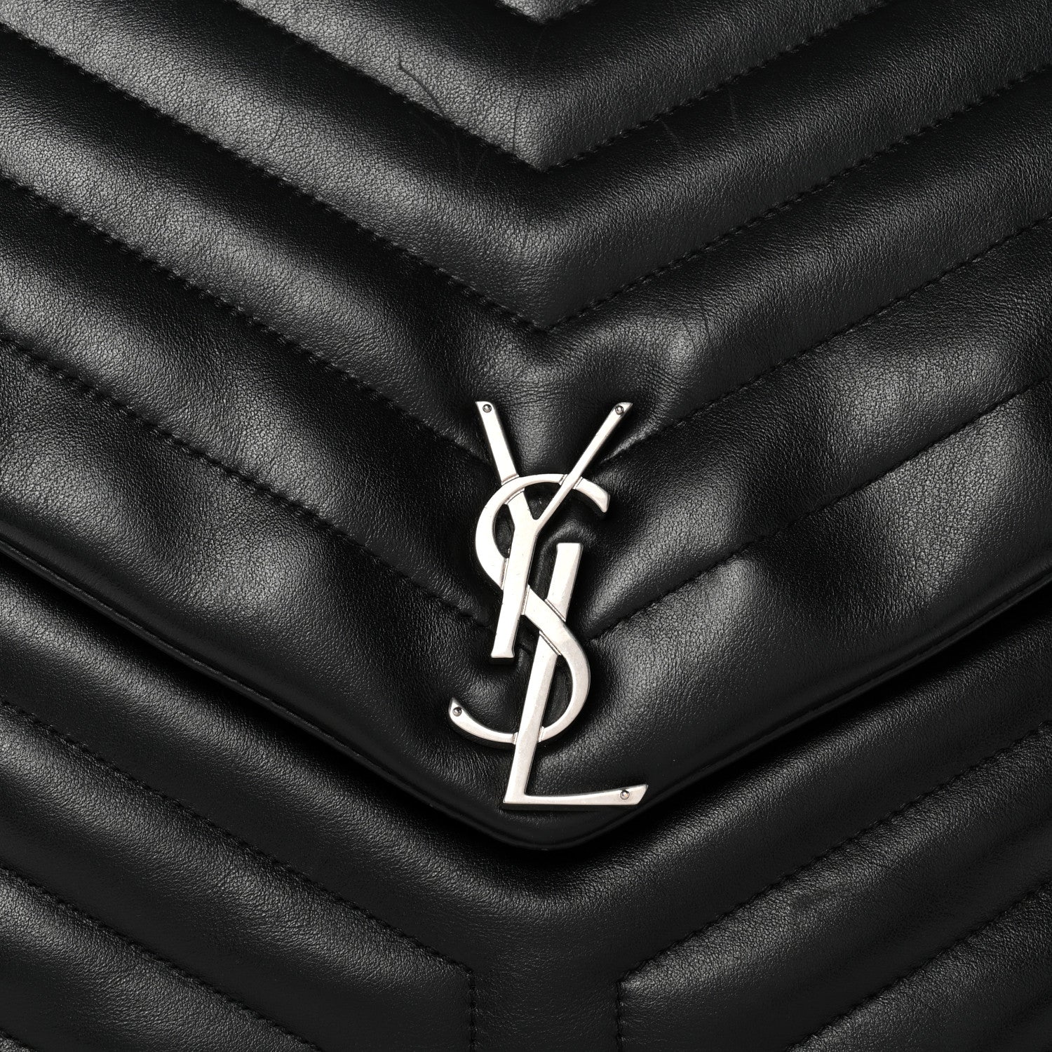 Saint Laurent Calfskin Y Quilted Monogram Large Loulou Chain Satchel Black Black 8 of 14