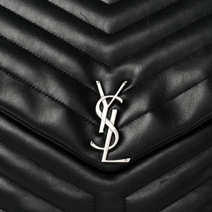 Saint Laurent Calfskin Y Quilted Monogram Large Loulou Chain Satchel Black Black 8 of 14
