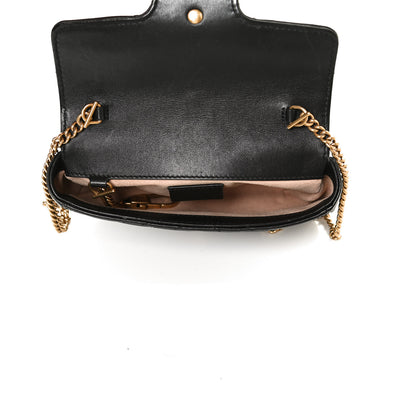 Gucci Calfskin Matelasse Super Mini GG Marmont Shoulder Bag Black 5 of 10