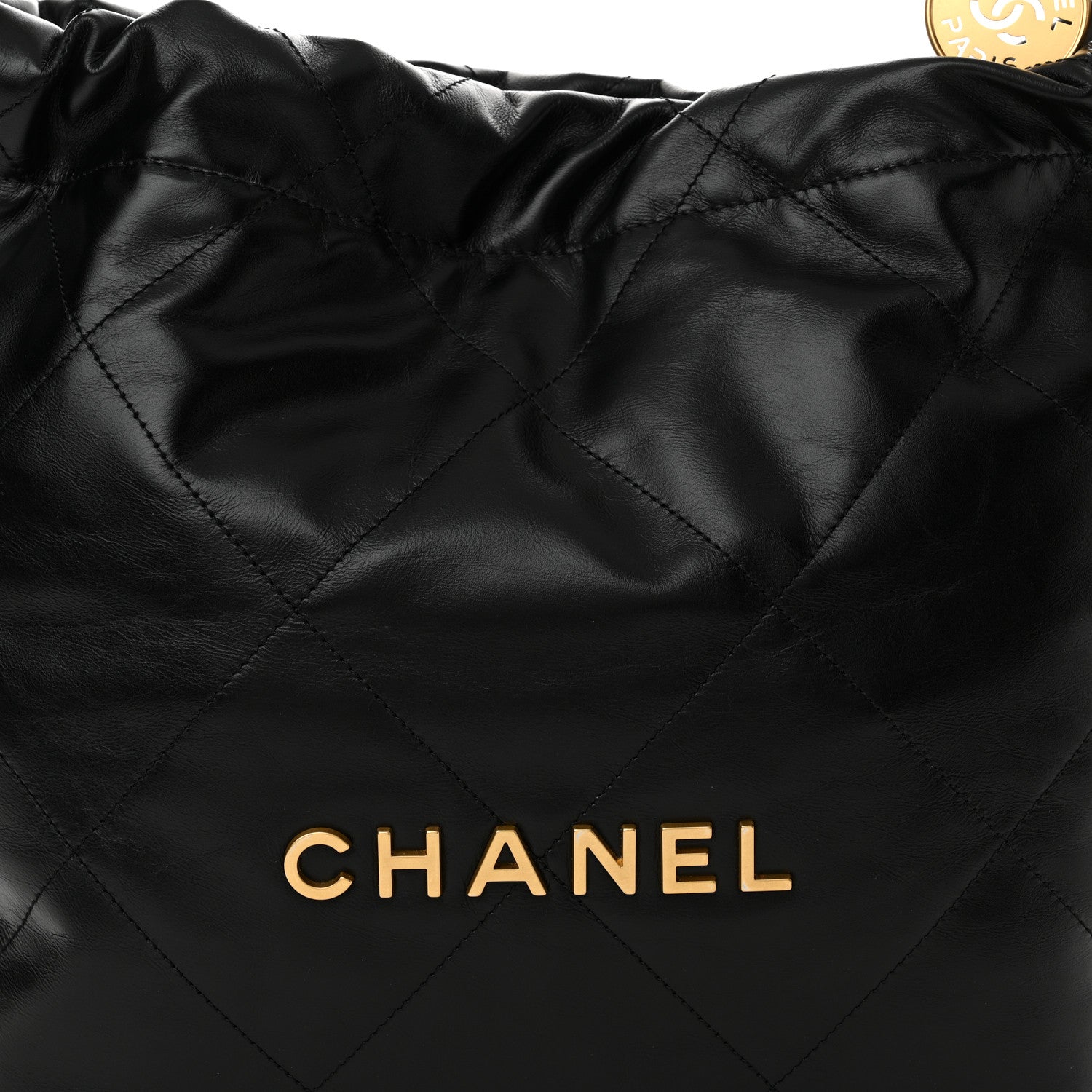 Chanel Shiny Calfskin Quilted Small Chanel 22 Black 9 of 11