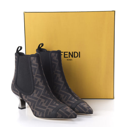 Fendi Mesh Tulle FF Colibri 55mm Ankle Booties 38 Tobacco Moro Black 8 of 9