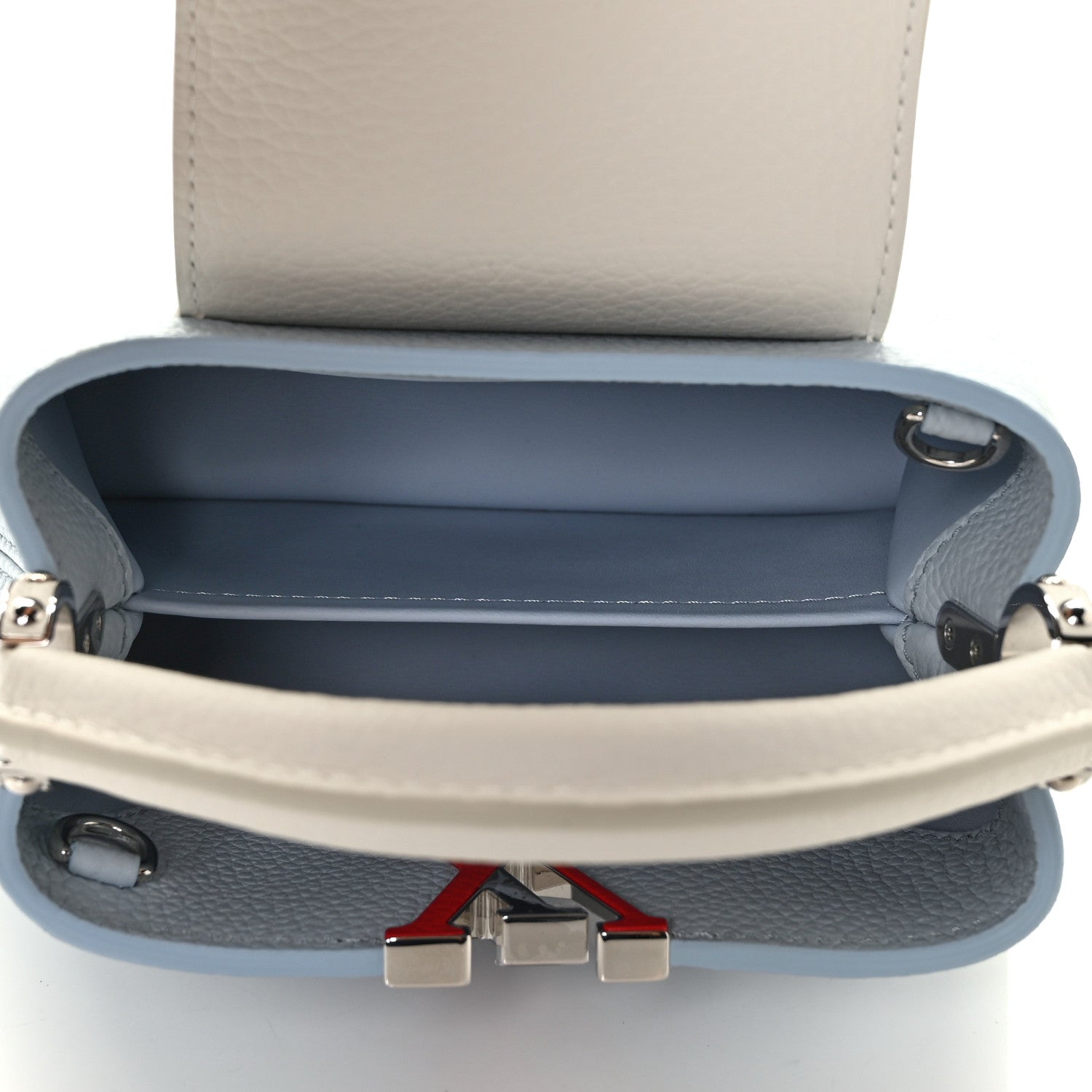 Louis Vuitton Taurillon Capucines Mini Light Blue White Red 5 of 10