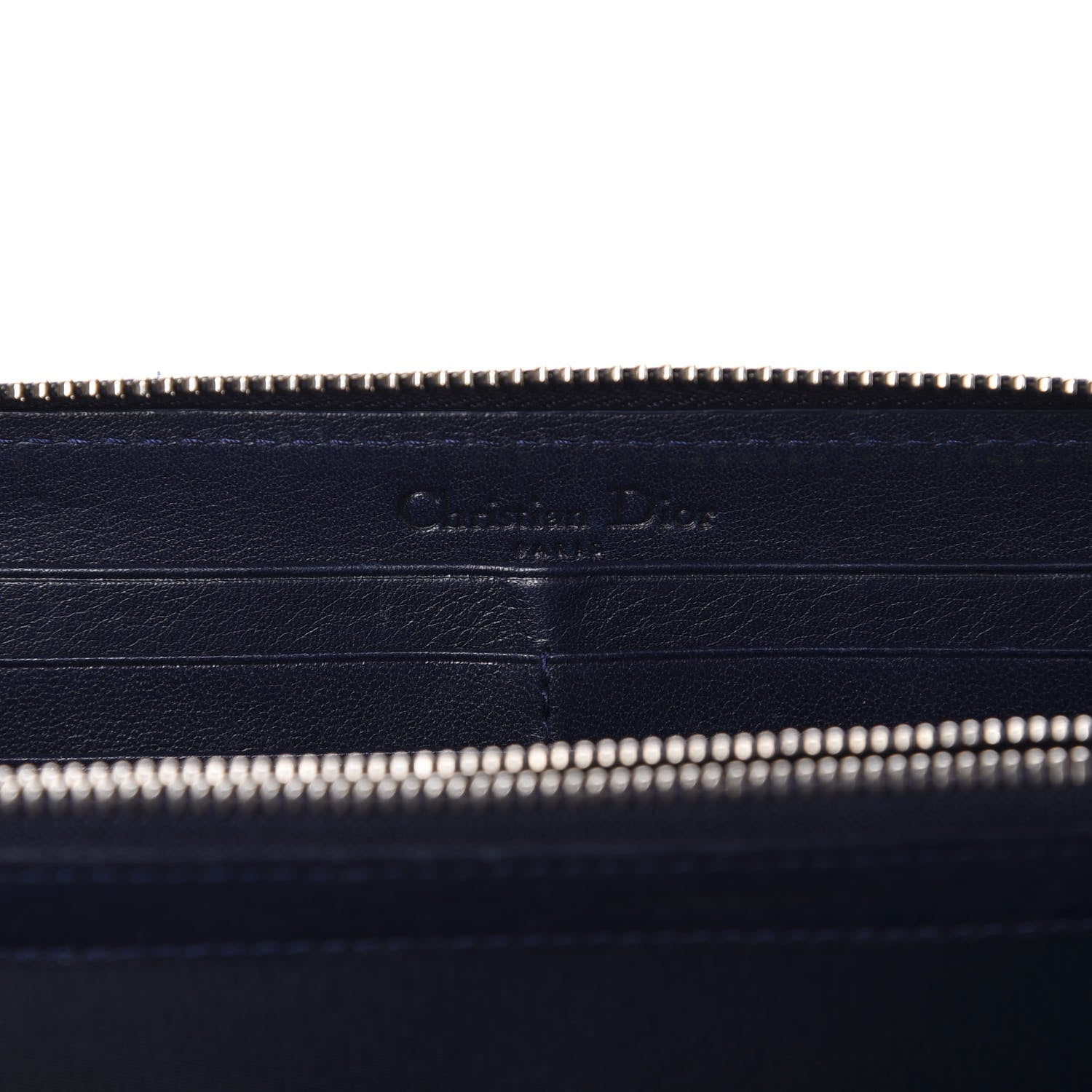 Christian Dior Patent Cannage Voyageur Zip Around Wallet Saphir 6 of 7