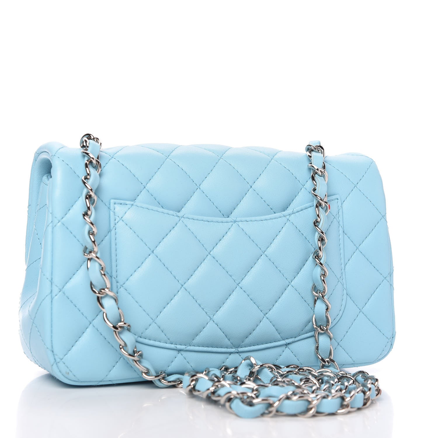 Chanel Lambskin Quilted Mini Rectangular Flap Neon Blue 3 of 10