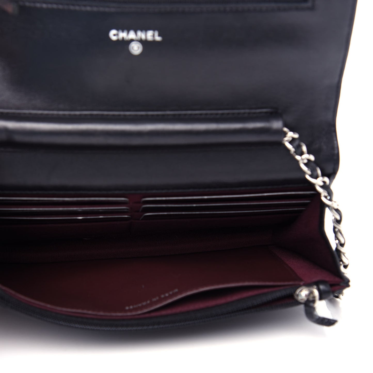Lambskin Quilted Wallet On Chain WOC Black