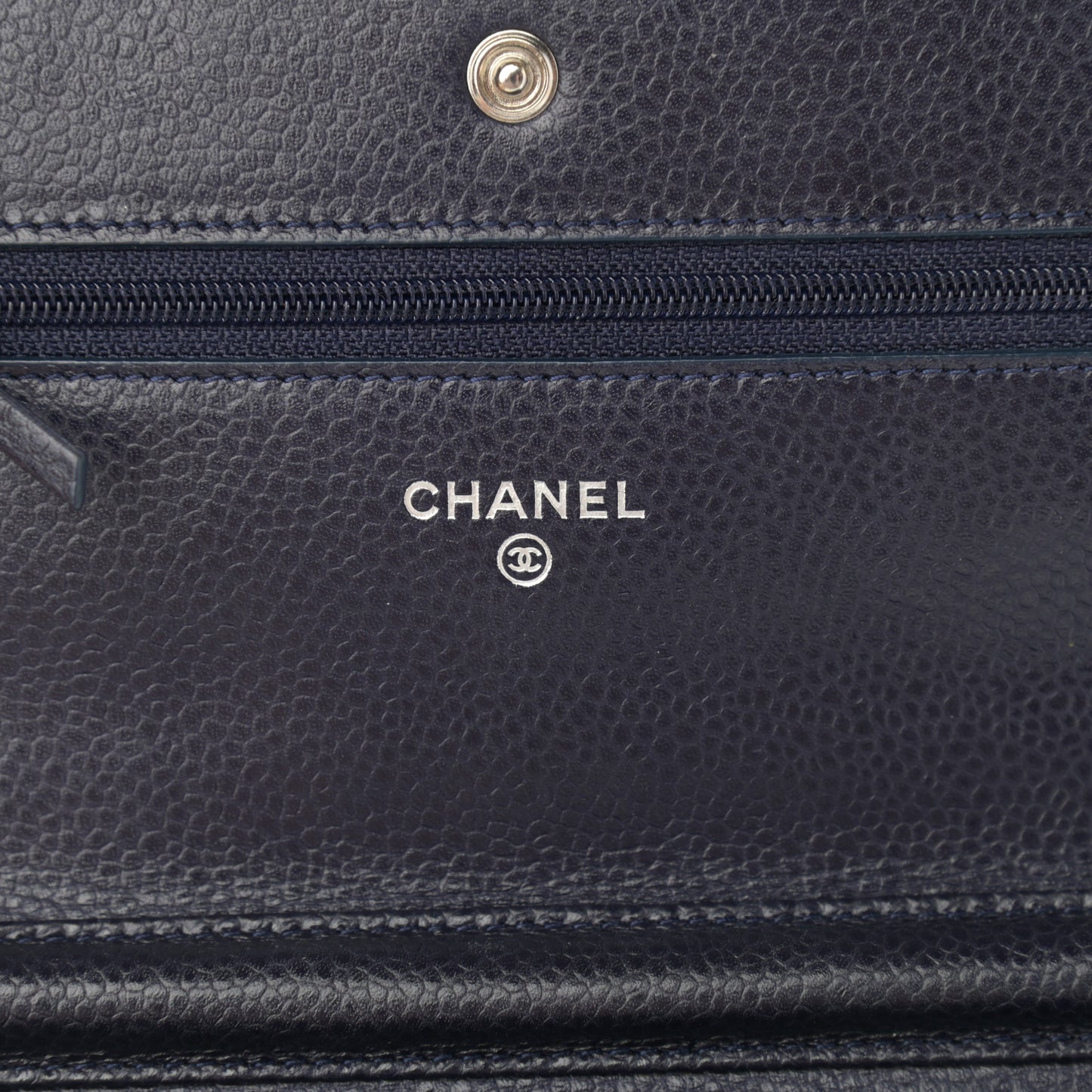 Caviar Quilted Wallet On Chain WOC Navy Blue