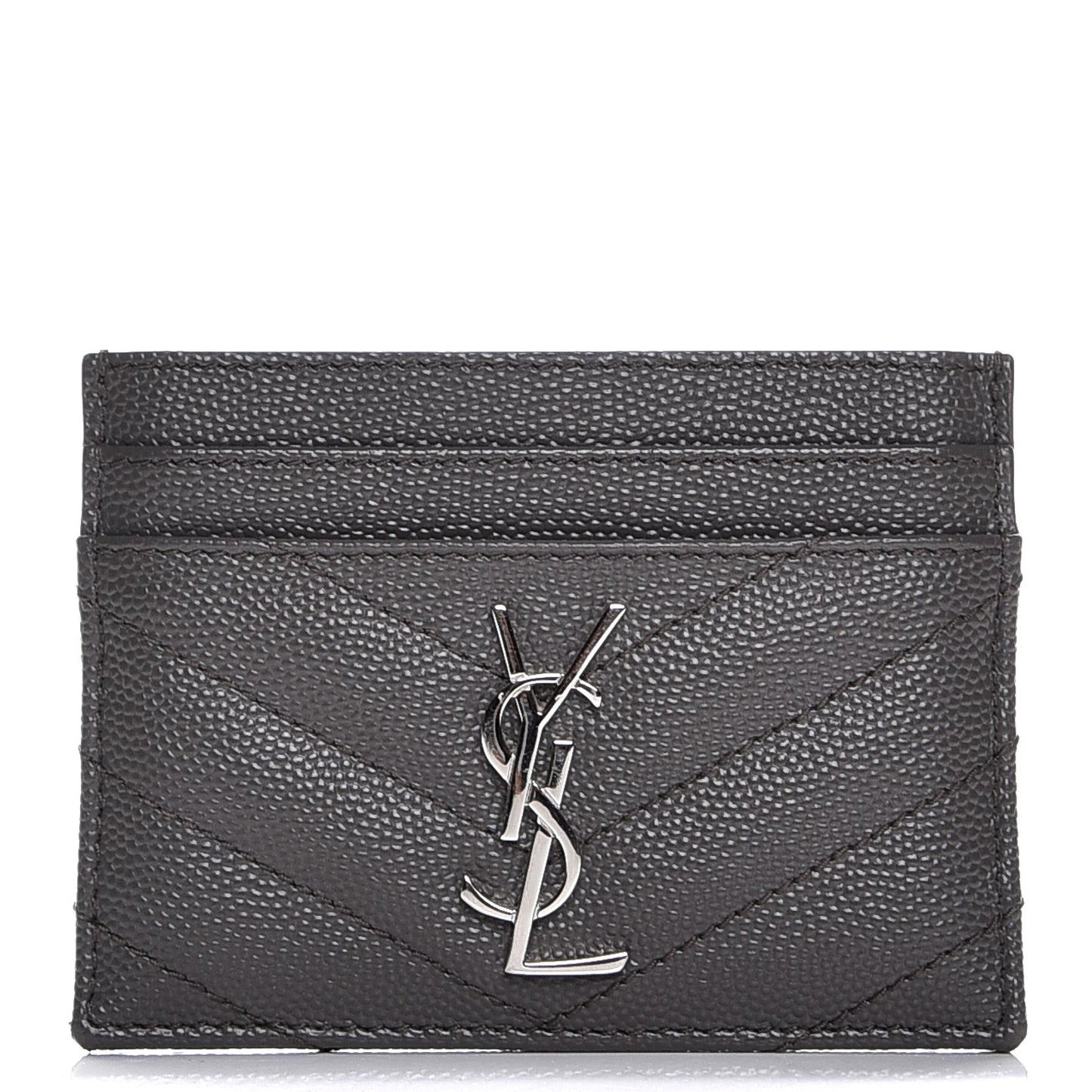 Grain De Poudre Matelasse Chevron Monogram Credit Card Case Earth