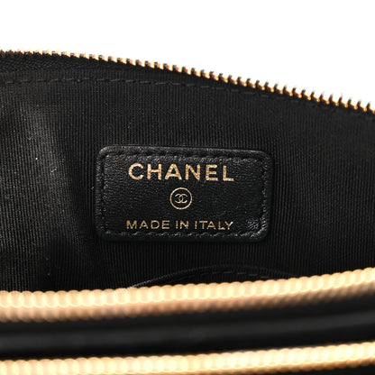 Chanel Shiny Lambskin Quilted Medium Double Case With Strap Black 7 of 11